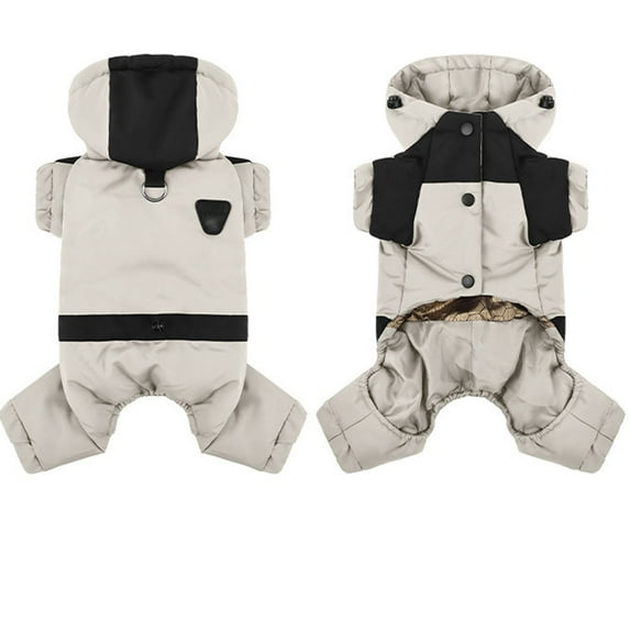 Dog Winter Coat with Hood, Warm Four-Leg Jumpsuit for Small Dogs, Cotton Padded Pet Jacket Windproof Clothes, Puppy Clothes for Cold Weather Outdoor Walking B Size:XL
