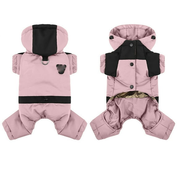Dog Winter Coat with Hood, Warm Four-Leg Jumpsuit for Small Dogs, Cotton Padded Pet Jacket Windproof Clothes, Puppy Clothes for Cold Weather Outdoor Walking A Size:XL