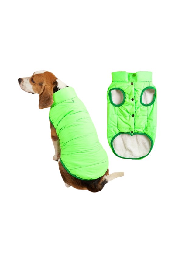 Dog Winter Coat Jacket Waterproof Windproof Warm Vest, Golden Hair Bear Winter Clothing, Double Fleece Lining, Suitable for Small, Medium and Large Dogs 03-Green XS