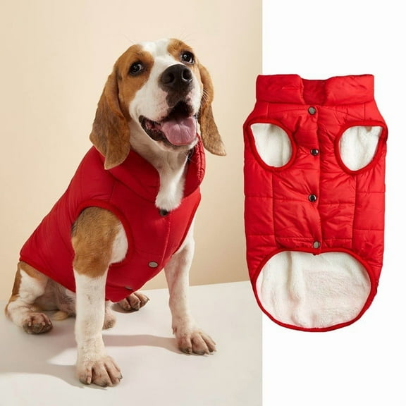 Dog Winter Coat Jacket Waterproof Windproof Warm Vest, Golden Hair Bear Winter Clothing, Double Fleece Lining, Suitable for Small, Medium and Large Dogs 09-Red XS