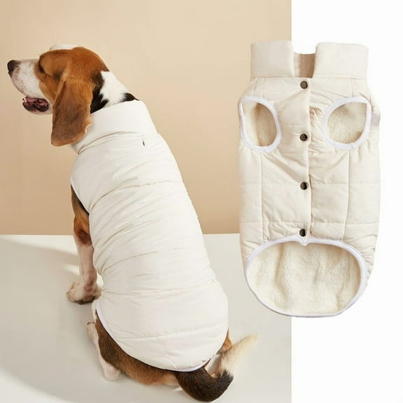 Dog Winter Coat Jacket Waterproof Windproof Warm Vest, Golden Hair Bear Winter Clothing, Double Fleece Lining, Suitable for Small, Medium and Large Dogs 10-White XS