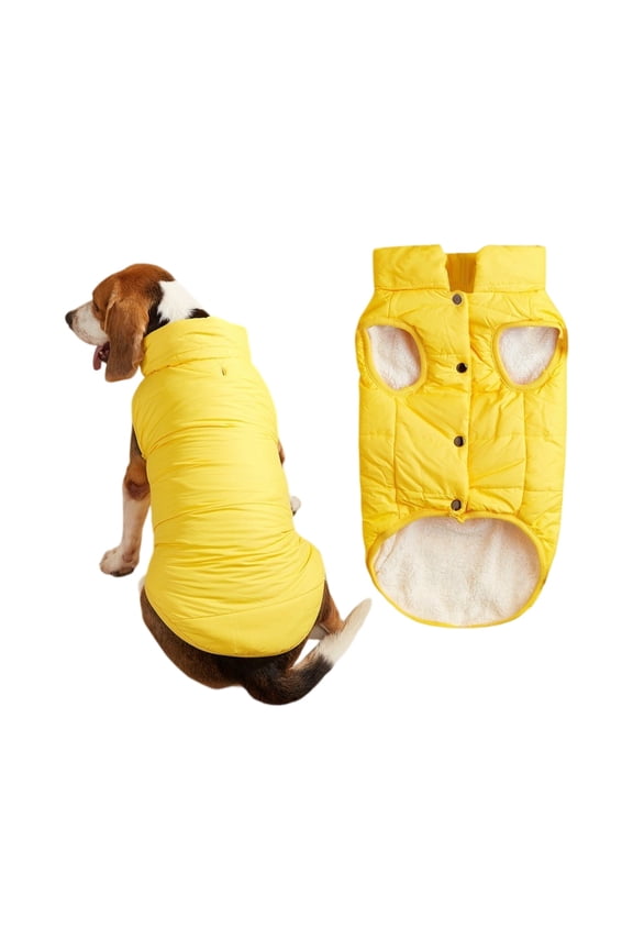 Dog Winter Coat Jacket Waterproof Windproof Warm Vest, Golden Hair Bear Winter Clothing, Double Fleece Lining, Suitable for Small, Medium and Large Dogs 11-Yellow XS