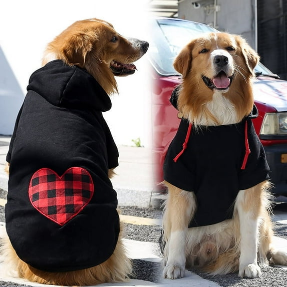 Dog Winter Coat Pet Jacket Plaid Reversible Vest Cold Weather Dog Clothes Pet Apparel for Small Medium Large Dogs Black L