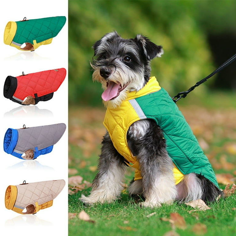 Dog Winter Coat Pet Jacket Windproof Cozy Fleece Snow Vest with Leash Hole Outdoor Puppy Cold Weather Apparel Reflective Outfits for Small Medium