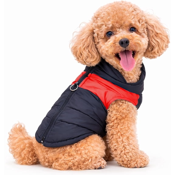 Dog Winter Coat, Red/Black, Weatherproof Thermal Vest | Thermal, Dog Raincoats for Small Dogs, Lightweight Portable, for Small to Medium Dogs