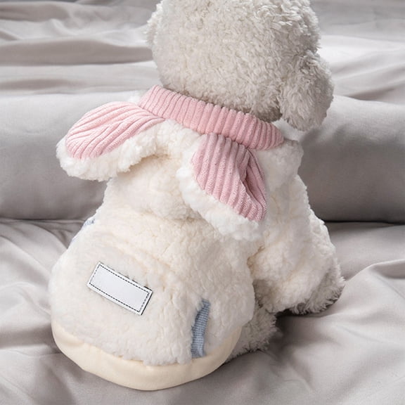 Dog Winter Coat, Two-Legged Warm Pet Jacket, Windproof Water-Repellent Small Dog Vest with Zipper for Cold Weather, White