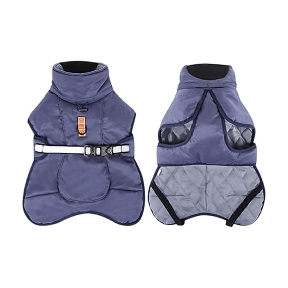 Dog Winter Coat, Waterproof Warm Jacket with Harness Built in, Reflective Cold Weather Doggie Vest, Windproof Turtleneck Pet Snowsuit, Adjustable Puffer Jacket for Large Dogs Navy XXXXL