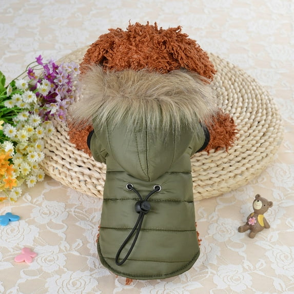 Dog Winter Coat Windproof Small Dog Hoodie Jacket Snowproof Puppy Parka Snowsuit Warm Cat Apparel Outdoor Pets Clothes Outfits (green,XS)