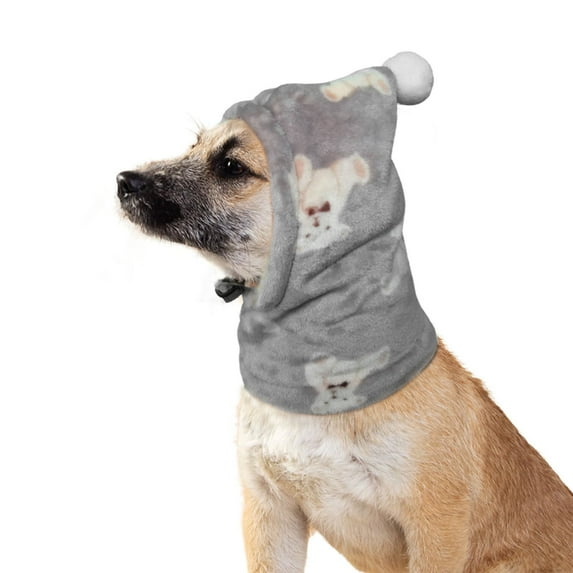 Dog Winter Hat, Winter Hats for Dogs, Neck Ear Warmer Pullover Hood Warm Scarf, Dog Ear Muffs Noise Protection, Plush Flannel Dog Caps Pet Ears Cover for Small Medium Dogs Grey Bear S