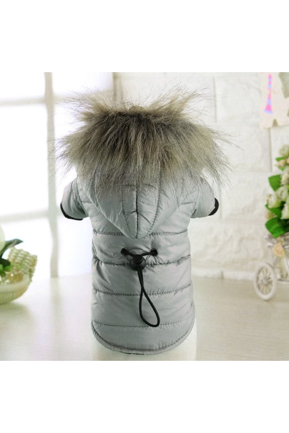 Dog Winter Hooded Jacket Warm Padded Down Coat Puppy Cold Weather Apparel