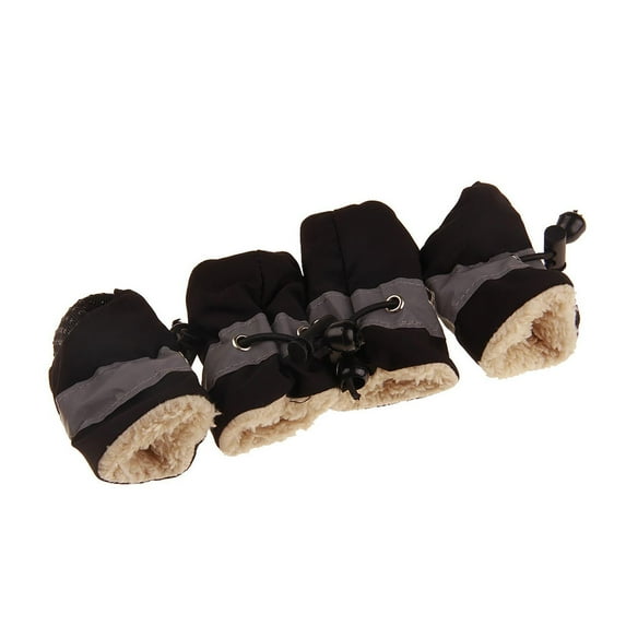 Dog Winter Snow Boots, 4PCS Waterproof Anti-Slip Paw Protectors for Small Medium Dogs - Reflective Dog Shoes with Adjustable Drawstring for Ice, Snow, Rain & Outdoor Use