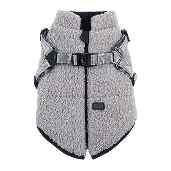 Dog Winter Vest Size L, Lined Adjustable Harness Coat for Medium-Large Dogs, Warm Apparel with Secure Zipper, for Cold Weather (Colour/Style as Pictured)