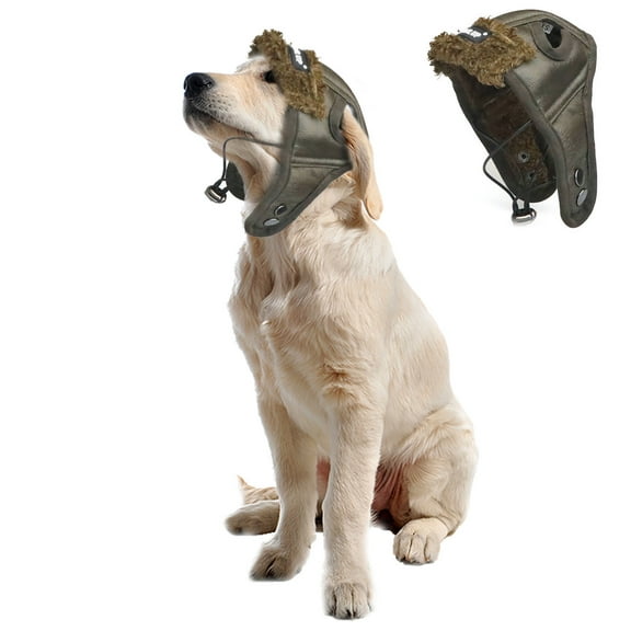 Dog Winter Warm Hat, Dog Fleece Aviator Hat, Windproof Motorcycles Protect Dog Hat with Ear Holes, Christmas Halloween Costume for Small Medium Large Dog Dark Brown L