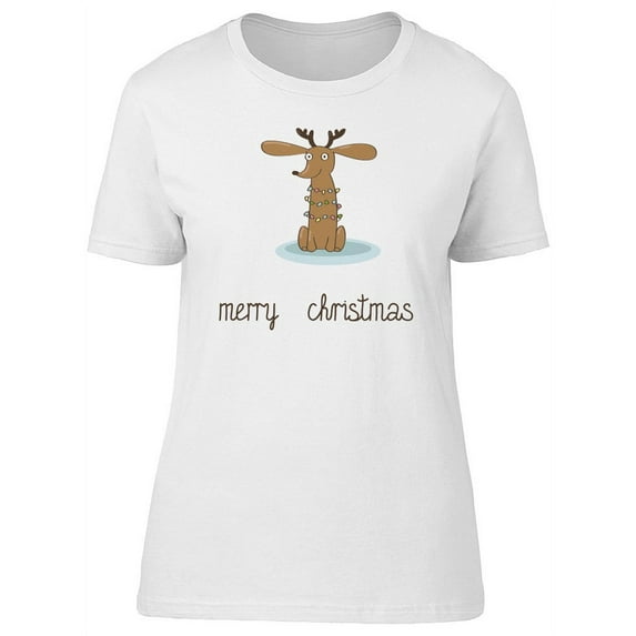 Dog With Christmas Lights T-Shirt Women -Image by Shutterstock, Female Large
