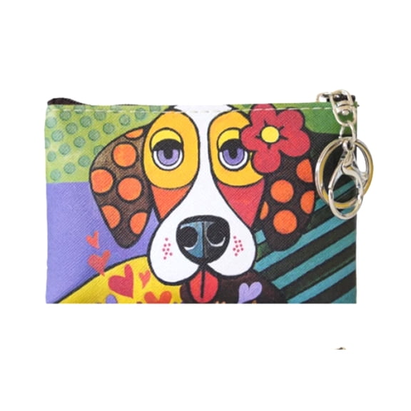 Dog With Flower Multi-Color Dog Themed Small Zipper Sewing Pouch