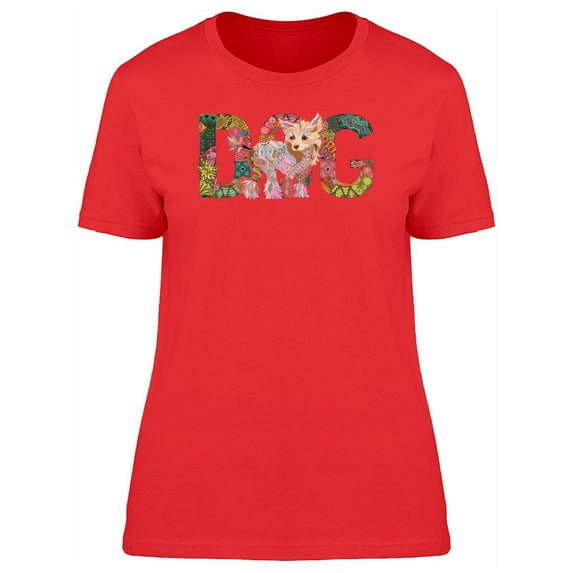Dog With Flower Textures T-Shirt Women -Image by Shutterstock, Female Small