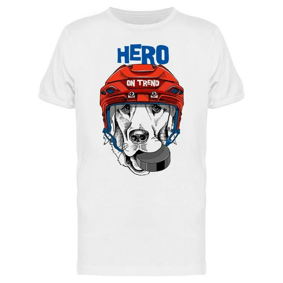 Dog With Hockey Equipment T-Shirt Men -Image by Shutterstock, Male Large