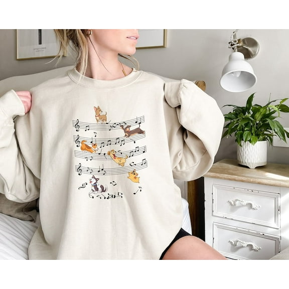 Dog With Music Note Sweatshirt, Music Teacher Sweatshirt, Music Dog Lover, Teacher Life, Teacher Sweatshirt, Puppy Sweatshirt, Dog Lover Gift