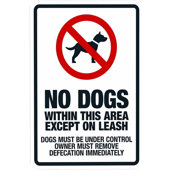 No Dog Within This Area Except On Leash (Dogs Must Be Under Control) Warning Sign, Dog Leash Security Metal Sign - 8"x12" Custom Caution Decor for Business Home Garage Street Wall