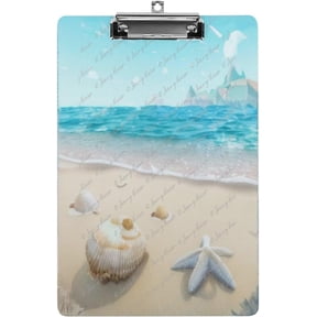 Dog Wood Clipboard, Decorative Clipboards with Cute Custom Pattern, Office Clipboard, Low Profile Clip, A4 Letter Size(9"x12.5")- Beach Printed - Gift for Birthday Christmas