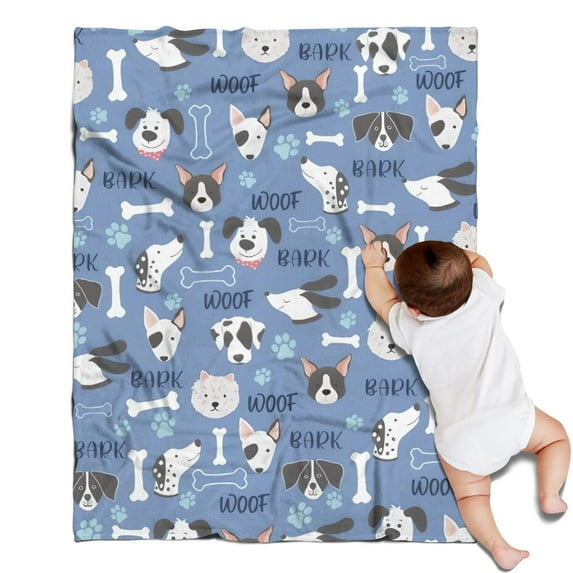 Dog with Woof and Bark Blanket,Comfortable Soft Flannel Throw Blanket,All Season,Warm Lightweight Blankets for Sofa Bed Couch Living Room Chair,30"x40"(80x100cm)