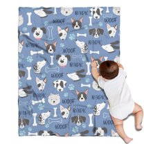 Dog with Woof and Bark Blanket,Comfortable Soft Flannel Throw Blanket,All Season,Warm Lightweight Blankets for Sofa Bed Couch Living Room Chair,30"x40"