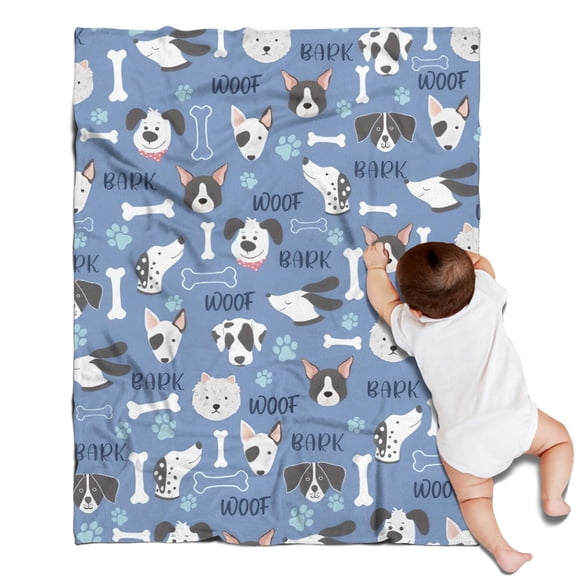 Dog with Woof and Bark Blanket,Comfortable Soft Flannel Throw Blanket,All Season,Warm Lightweight Blankets for Sofa Bed Couch Living Room Chair,30"x40"