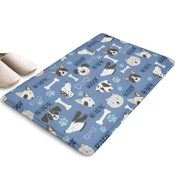 Dog with Woof and Bark Flannel Non Slip Door Rugs,Washable Door Mats Indoor,Decorative Door Mats,Dirt-Resistant and Absorbent Doormat for Entrance,Bedroom,Kitchen,Bathroom,31.5x17in(80x43cm)
