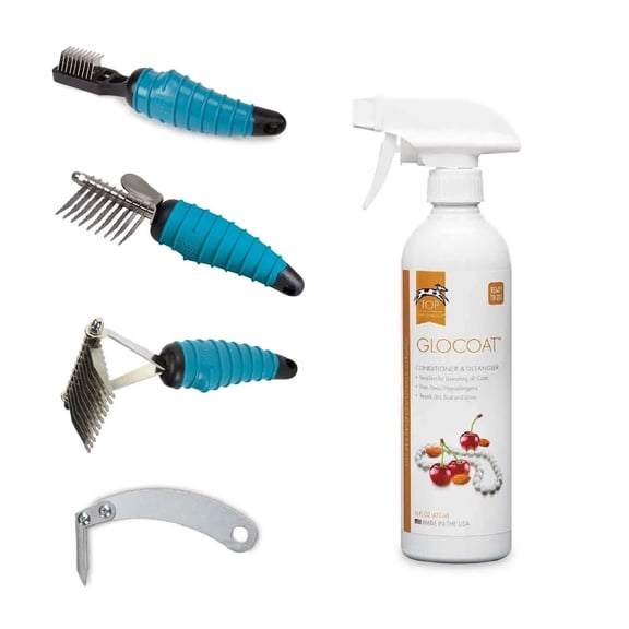 Dog and Cat Dematting Tools Ergonomic Coat Tangle Removing Comfort Grip Kits Too (5 Piece Home Dematting Kit)