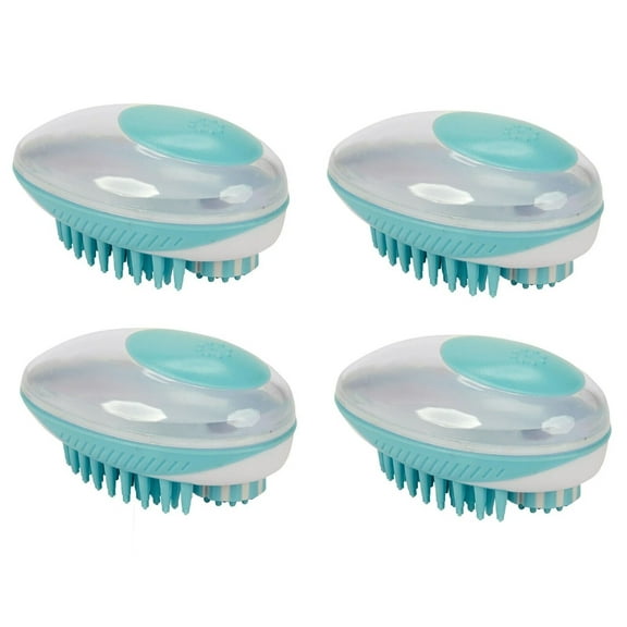 Dog and Cat Grooming 2 in 1 Bath Brush Save Time and Shampoo while Massaging Pet (Four Bath Brushes)