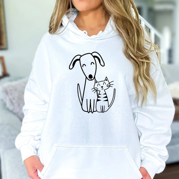 Dog and Cat Love Hoodie Sweatshirt