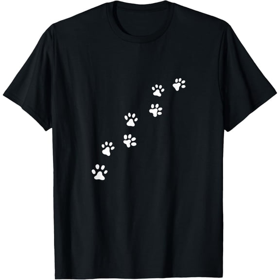 Dog and Cat Paw Print National Dog Day August 26 Pet Animals T-Shirt for Men WomenPure cotton short-sleeved shirts for both men and women