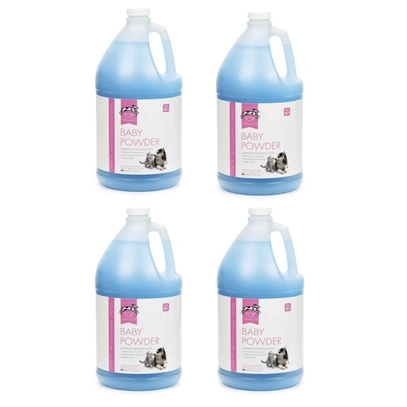 Dog and Cat Shampoo Conditioner Solution 4 Gallon Case Value Packs for Grooming (Baby Powder Shampoo)