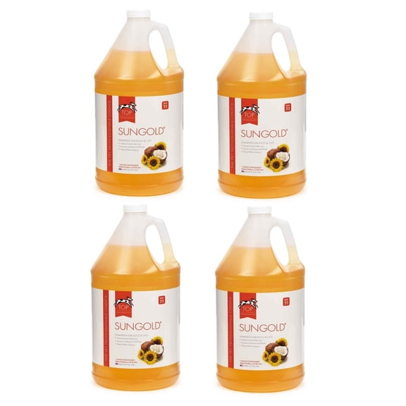 Dog and Cat Shampoo Conditioner Solution 4 Gallon Case Value Packs for Grooming (SunGold Shampoo)