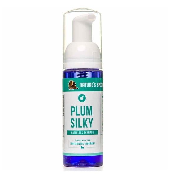 Dog and Cat Silky Waterless Foaming Shampoo Plum Gentle Cleanser Lasting Scent (7.5 oz)