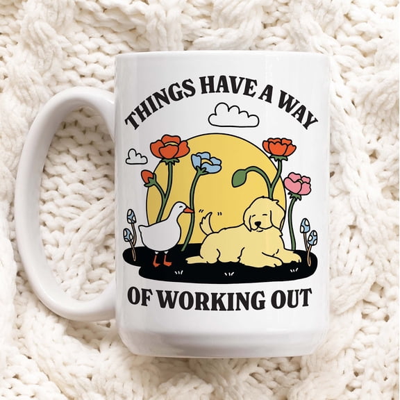 Dog and Goose Self Love Coffee Mug, Doggy Golden Retriever Labrador Mug, Dog Lover Gift Idea, Cheer up Gift Mug, Get well Soon Cup