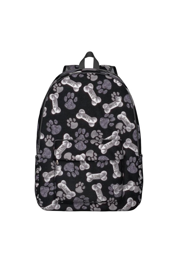 Dog and Hearts Pattern Backpack, Waterproof School Bag with Playful Puppy and Artistic Watercolor Print