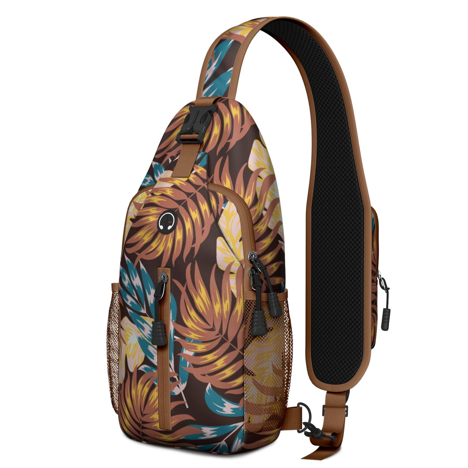 Dog and Nature Artwork Hiking Daypack – Breathable Back, Secure Compartments, Durable Build – Boho Animal Travel Chest Bag