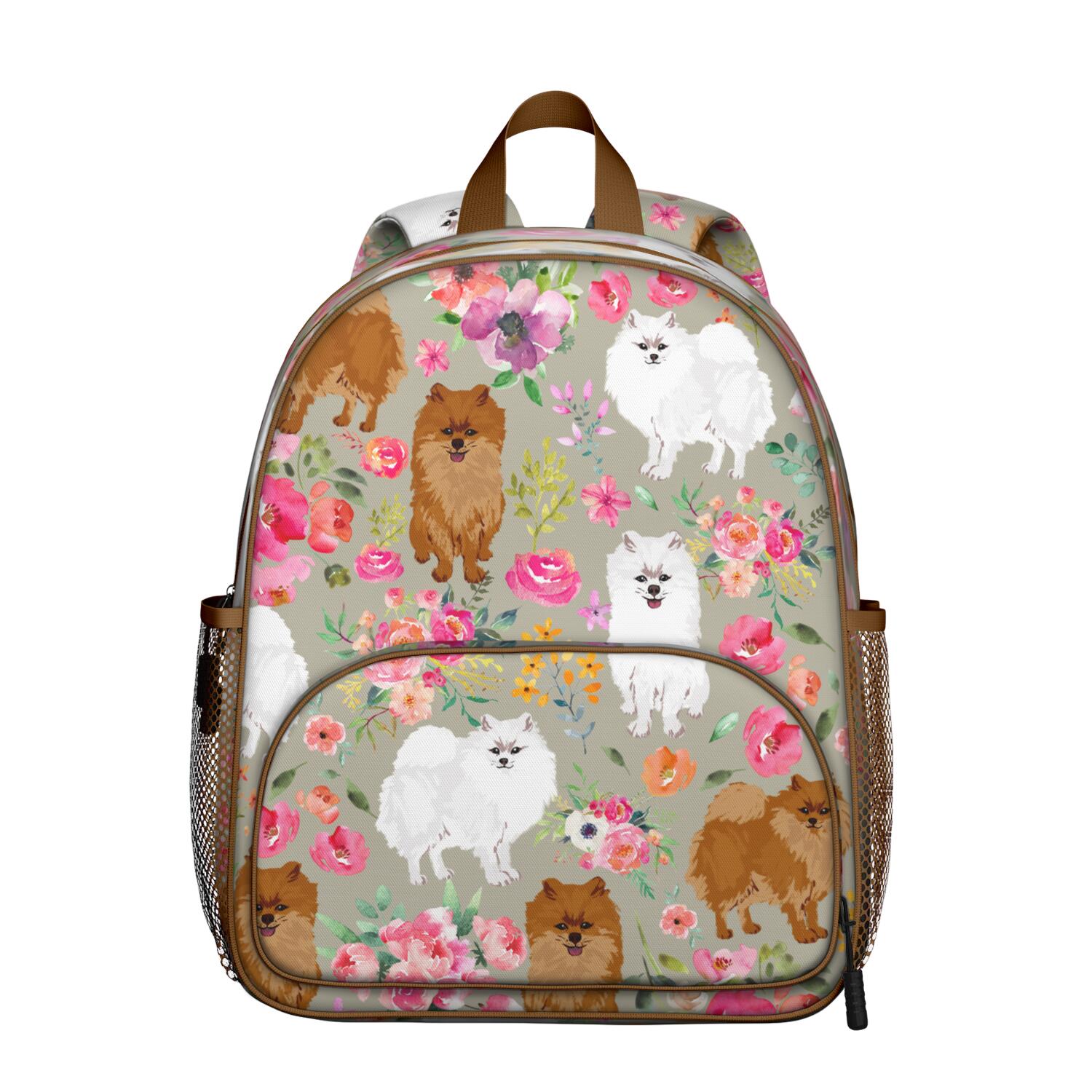 Dog and Nature Artwork Student Backpack – Cute Puppy Paw Print with ...