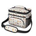 thumbnail image 1 of Dog and Pool Float Beige Pattern Insulated Lunch Box for Women Men, Medium Leakproof Cooler Bag with Adjustable Strap, 10"x6.7"x8", 1 of 6