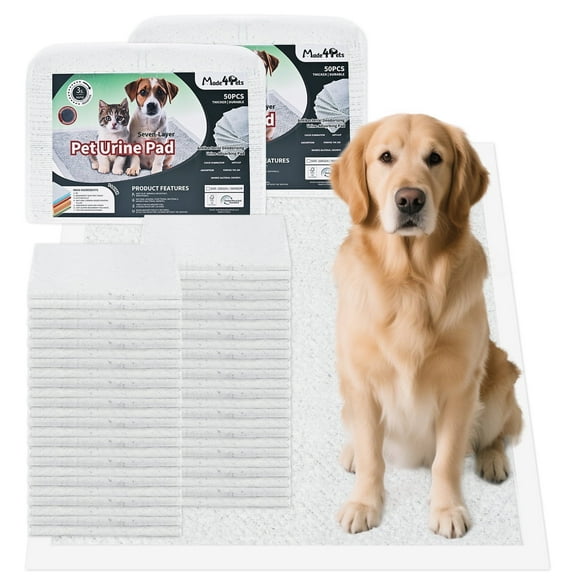 Made4Pets Dog and Puppy Pee Pads with Leak-Proof Quick-Dry Design for Potty Training，Pack of 100