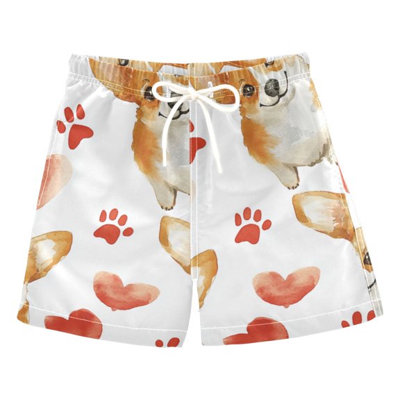 Dog and Red Love Boys Swim Trunks Quick Dry Boy Swim Shorts for 3-14 Years