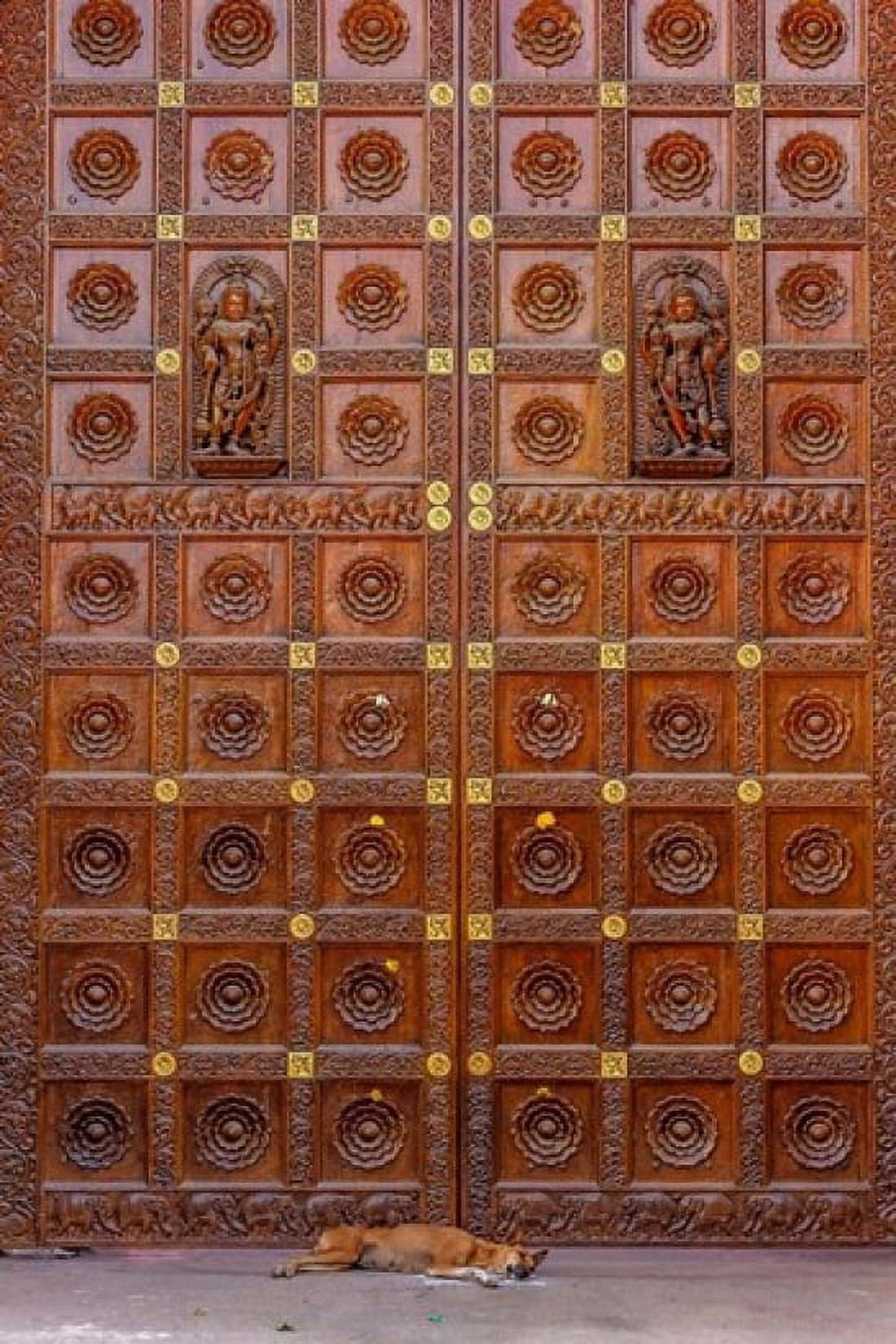 Dog and door at Temple in Sai Baba ashram India Canvas Art - Ali Kabas DanitaDelimont (11 x 17)