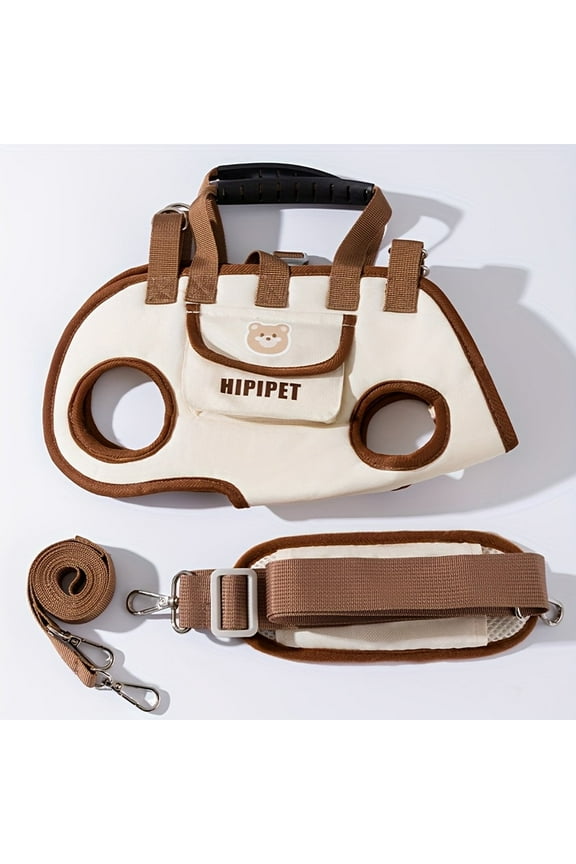 Dog bag Outside portable breathable tow backpack Dog leather strap for cat and dog harness can be carried on or crossbody cat bag pet sling pet supplies.