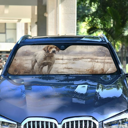 Dog in Snow Automotive Front Car Windshield Sun Shade Reflector Foldable for Front Fit for Cars Truck SUVs