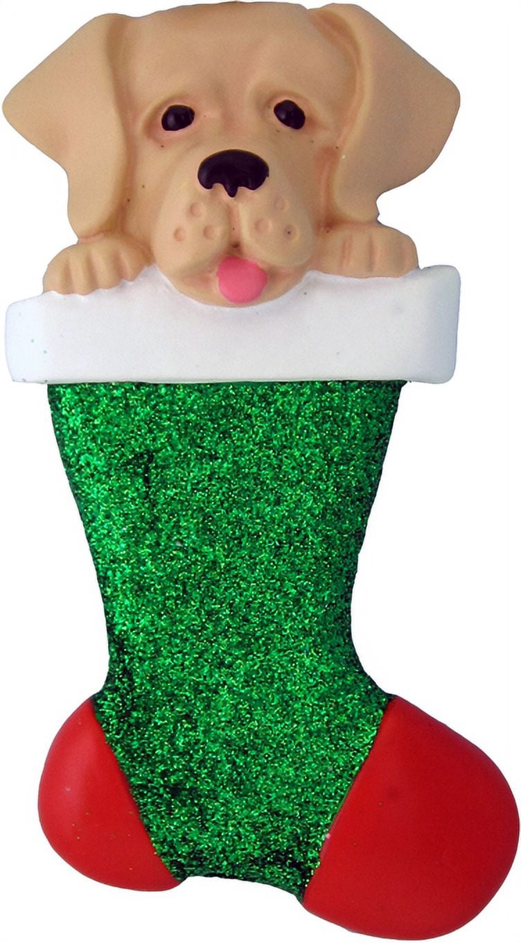 Yellow Lab Stocking Dog in Stocking Labrador Yellow Personalized Christmas Ornament DO-IT ...