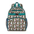 thumbnail image 1 of Dog lover gift backpack, roomy puppy backpack with floral patterns, practical backpack for school or travel, 1 of 6