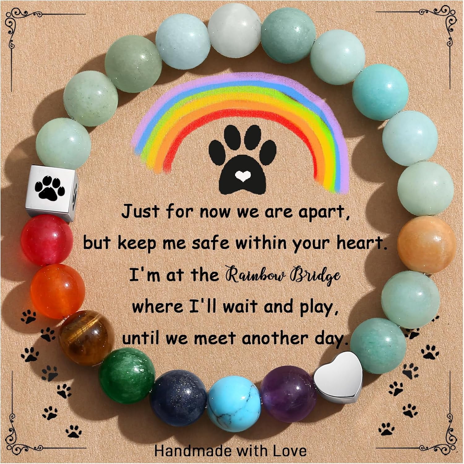 Dog memorial gift, pet rainbow bridge pet memorial bracelet for men and ...