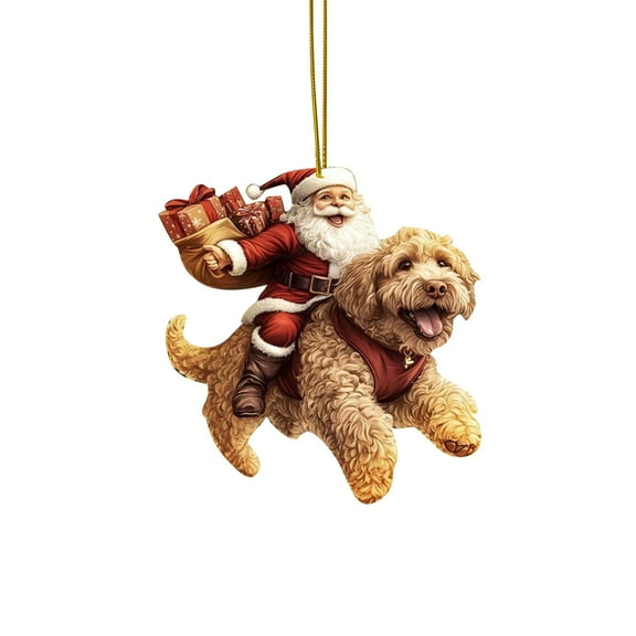 Dog on Bicycle Christmas Acrylic Ornament with Gift Boxes, Festive Hanging Decor for Holiday Season, Great for Dog Lovers’ Christmas Tree
