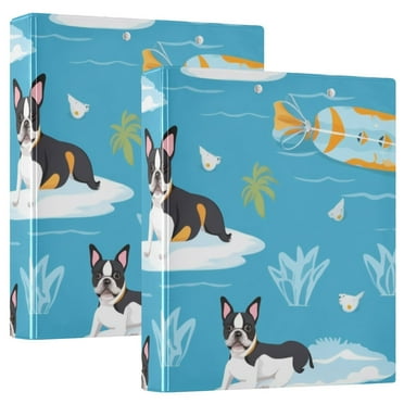 Dog on Water and Surfboard 3 Ring Hardcover Binders 1.5" Round Rings for Letter-Size Folder Paper Organizer Pockets for Office Student Recipe 1 Pack